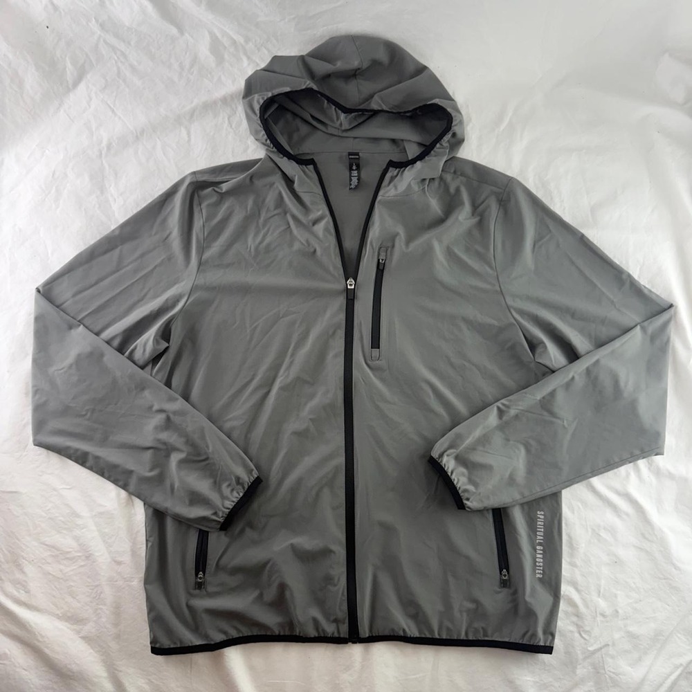 Spiritual Gangster Onset Jacket Grey Full Zip Lightweight Hoodie Mens L Running